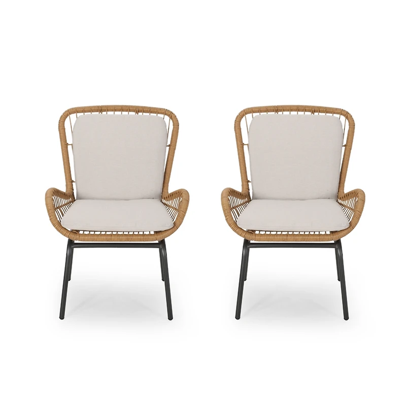 Simplie Fun Pabrico Modern Wicker Club Chair With Water-Resistant Cushions