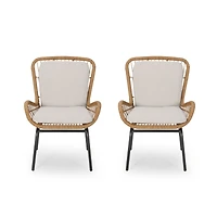 Simplie Fun Pabrico Modern Wicker Club Chair With Water-Resistant Cushions