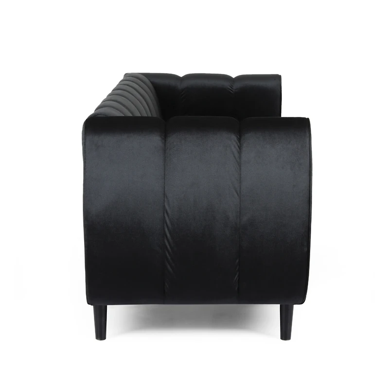 Streamdale Furniture Miranda Velvet Sofa: Modern Glam With Channel Stitching
