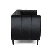 Streamdale Furniture Miranda Velvet Sofa: Modern Glam With Channel Stitching