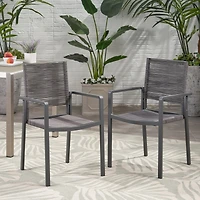 Streamdale Furniture Modern Aluminum Dining Chair With Rope Seat (Set Of 2)