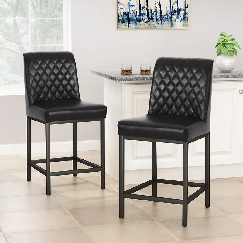 Streamdale Contemporary Diamond-Stitched Upholstered Counter Stool