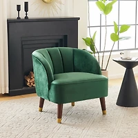 Streamdale Stylish Velvet Barrel Accent Chair with Sturdy Legs