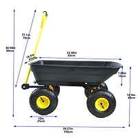 Folding Poly Garden Dump Truck, 10" Pneumatic Tires, 300 lb Capacity