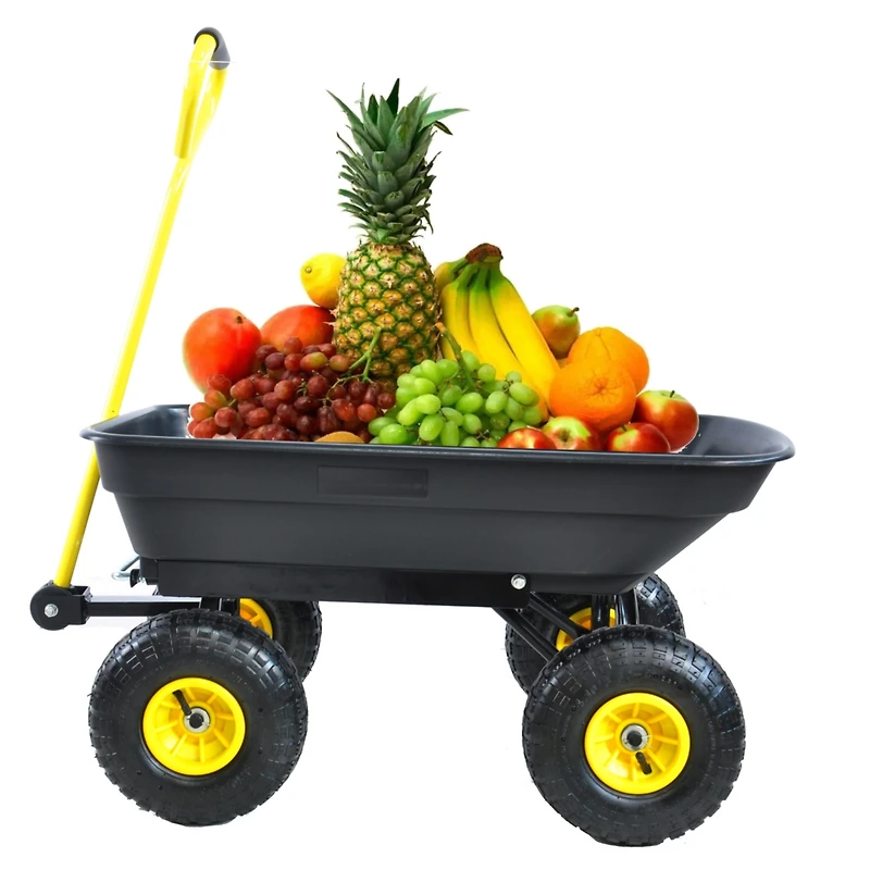 Folding Poly Garden Dump Truck, 10" Pneumatic Tires, 300 lb Capacity