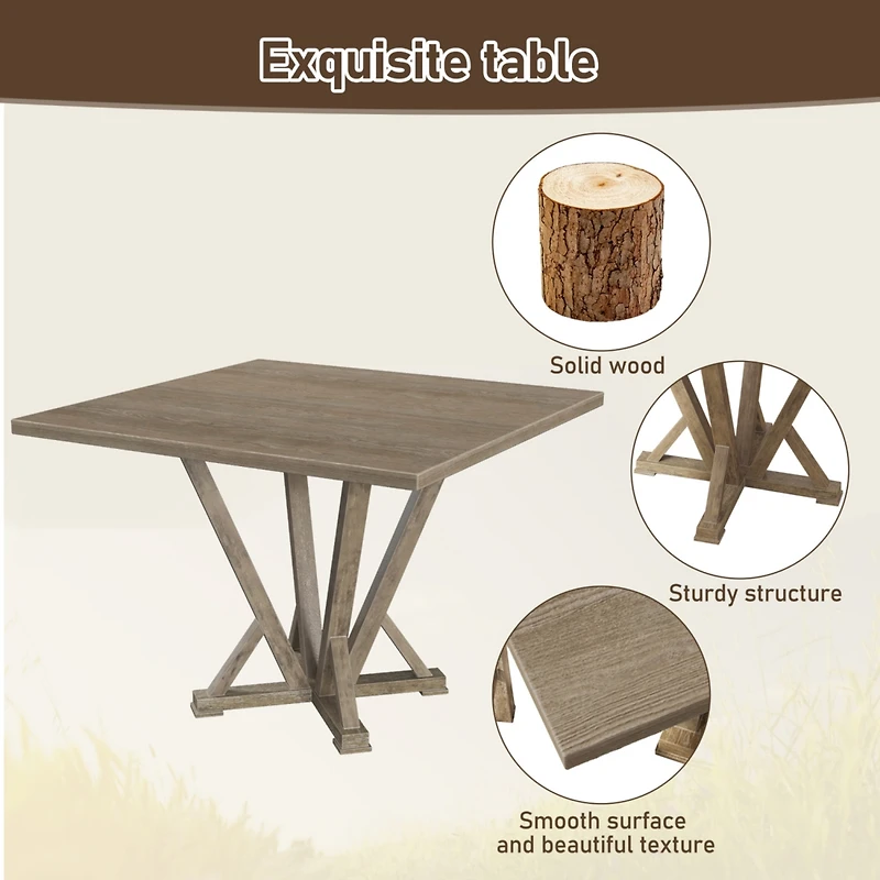 Streamdale Square Farmhouse Counter Table, 45" Rustic Grayish Brown