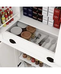 Streamdale Furniture 71" White Kitchen Pantry Cabinet with 4 Doors, Drawer, Shelves