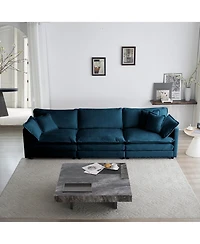 Mid-Century Modern 3-Seater Sofa with Pillows