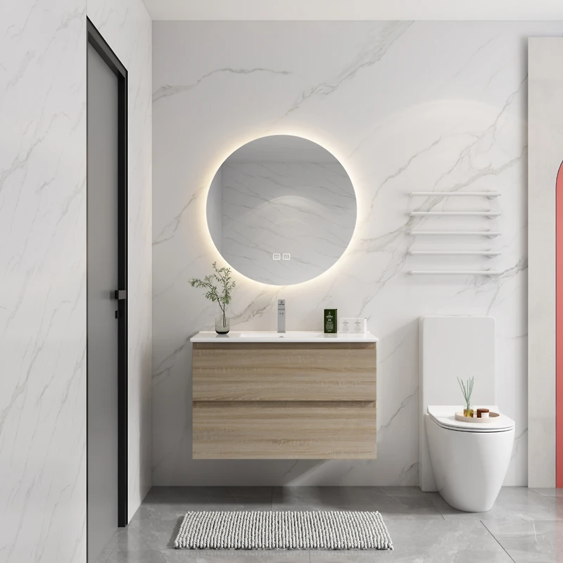 Streamdale 36" Wood Grain Vanity with Ceramic Sink & Soft-Close Drawers