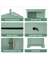 Streamdale Green Triangle Corner Cabinet with Adjustable Shelves & Drawers