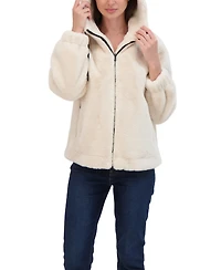 Sebby Juniors' Juniors' Reversible Faux Fur Hooded Bomber Jacket