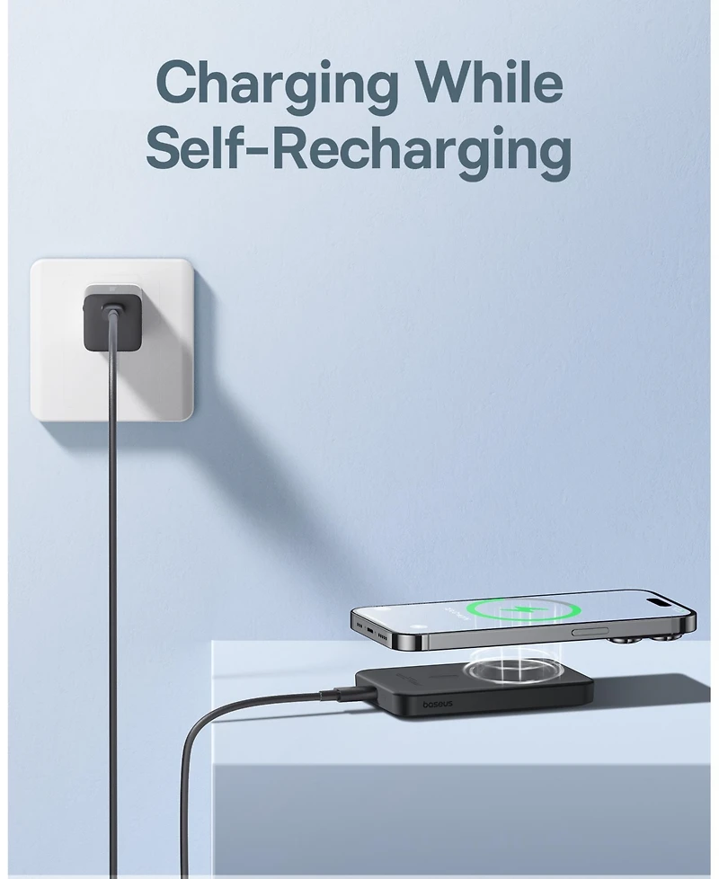 Baseus Wireless Portable Charger Magnetic Power Bank 5000mAh MagSafe Charger, Purple