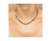 Olivia Sterling Silver Mixed Gemstone Multicolor Beaded Choker Necklace