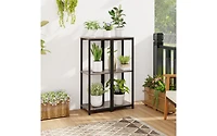 Slickblue 3-Tier Tall Metal Plant Stand Corner Plant Holder with Anti-tipping Device-Black & Grey