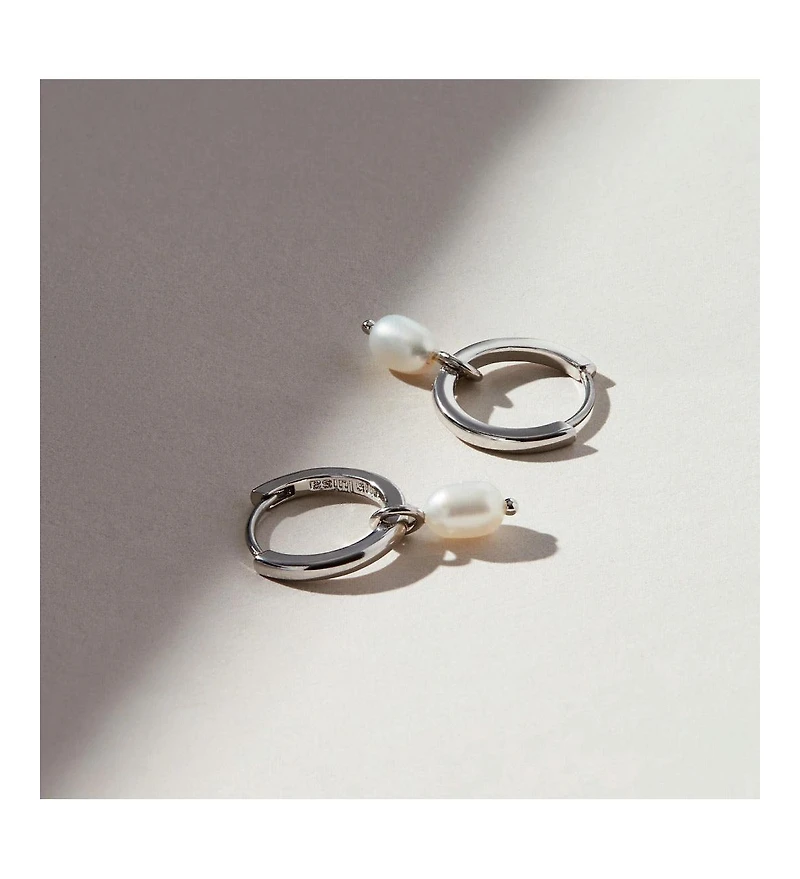 Ana Luisa Pearl Huggie Hoops - Frida Silver