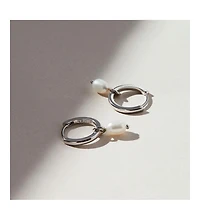 Ana Luisa Pearl Huggie Hoops - Frida Silver
