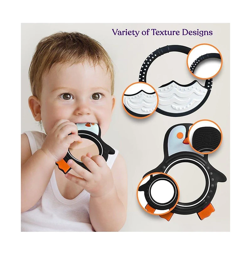 Sperric Baby Girls Penguin Teether – Fun and Cute Soothing Soft Silicone Teethers with Textured Design for an