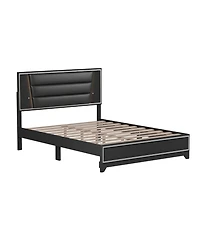 Streamdale Queen Size Upholstered Bed with Led Lights and Sparkling Decor