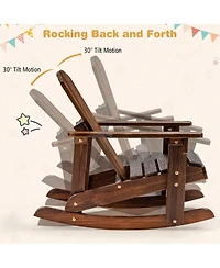 Slickblue Outdoor Wooden Kid Adirondack Rocking Chair with Slatted Seat