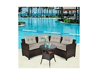 Slickblue 4 Pieces Outdoor Cushioned Rattan Furniture Set