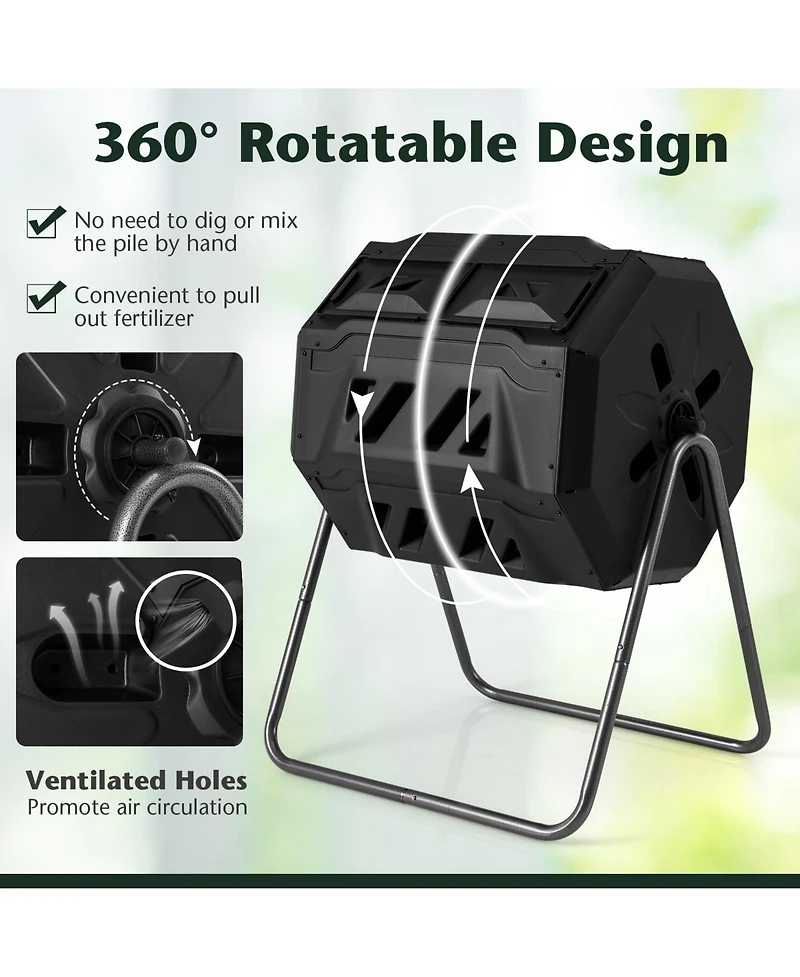 Slickblue 360° Rotatable Tumbling Composter with 2 Sliding Doors