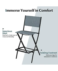 Slickblue Folding Bar Stools Set of 2 Backrest Humanized Footrest