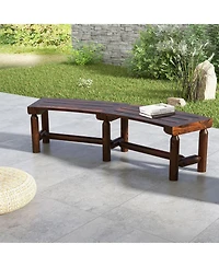 Slickblue Patio Curved Bench for Round Table Spacious and Slatted Seat