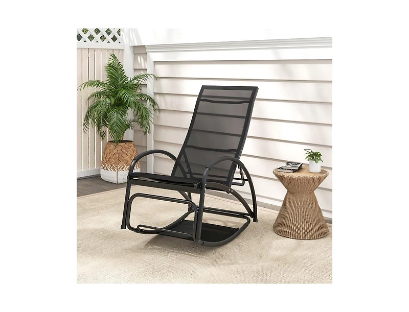 Slickblue 2-in-1 Outdoor Rocking Chair with 4-Position Adjustable Backrest for Patio Porch Poolside