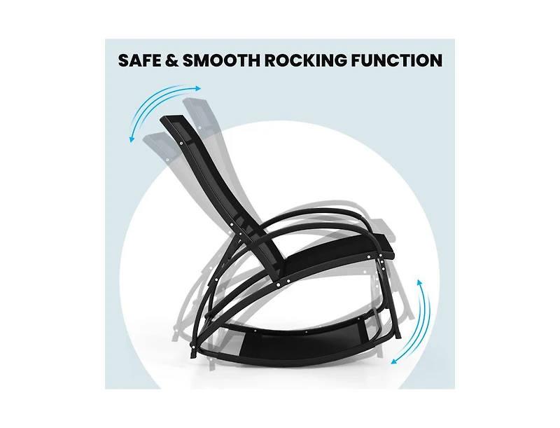 Slickblue 2-in-1 Outdoor Rocking Chair with 4-Position Adjustable Backrest for Patio Porch Poolside