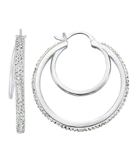 And Now This Clear Crystal Double Hoop Earring