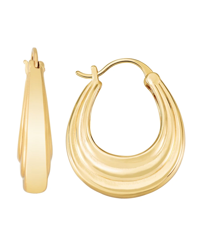 And Now This Silver Plated or 18k Gold Plated Brass Oval Textured Hoop Earring