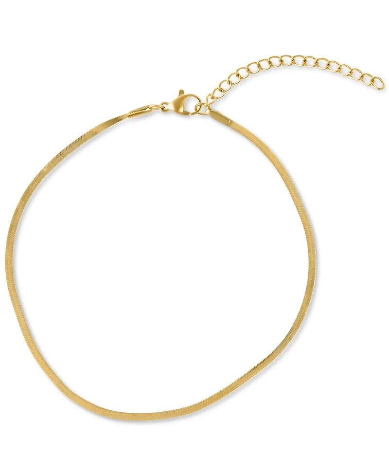 Adornia Gold Tarnish Resistant Adjustable 9-11" Herringbone, Valentina and Mariner Chain Anklet Set