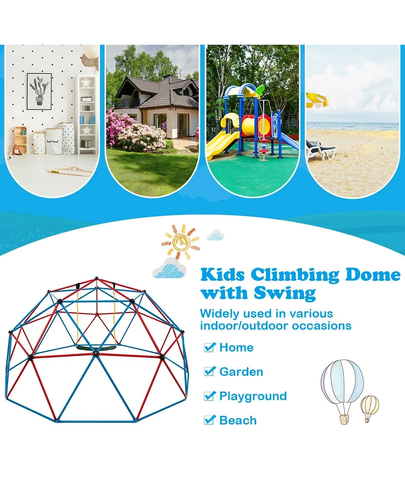 Dome Climber with Swing and 800 Lbs Load Capacity