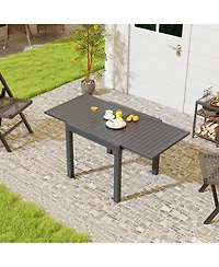 Slickblue Expandable Patio Dining Table for 4-6 People-Grey