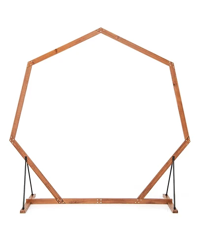 Slickblue Wooden Wedding Arch Solid Wood Arbor Backdrop Stand for Wedding Ceremony-Heptagon