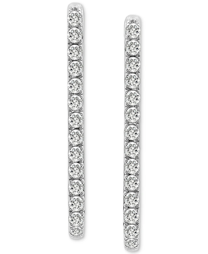 Diamond Open Rectangle Small Hoop Earrings (1/2 ct. t.w.) in 14k Yellow or White Gold, Created for Macy's