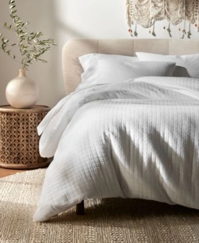 Closeout Oake Organic Cotton Check Mattelase Duvet Cover Sets Exclusively At Macys