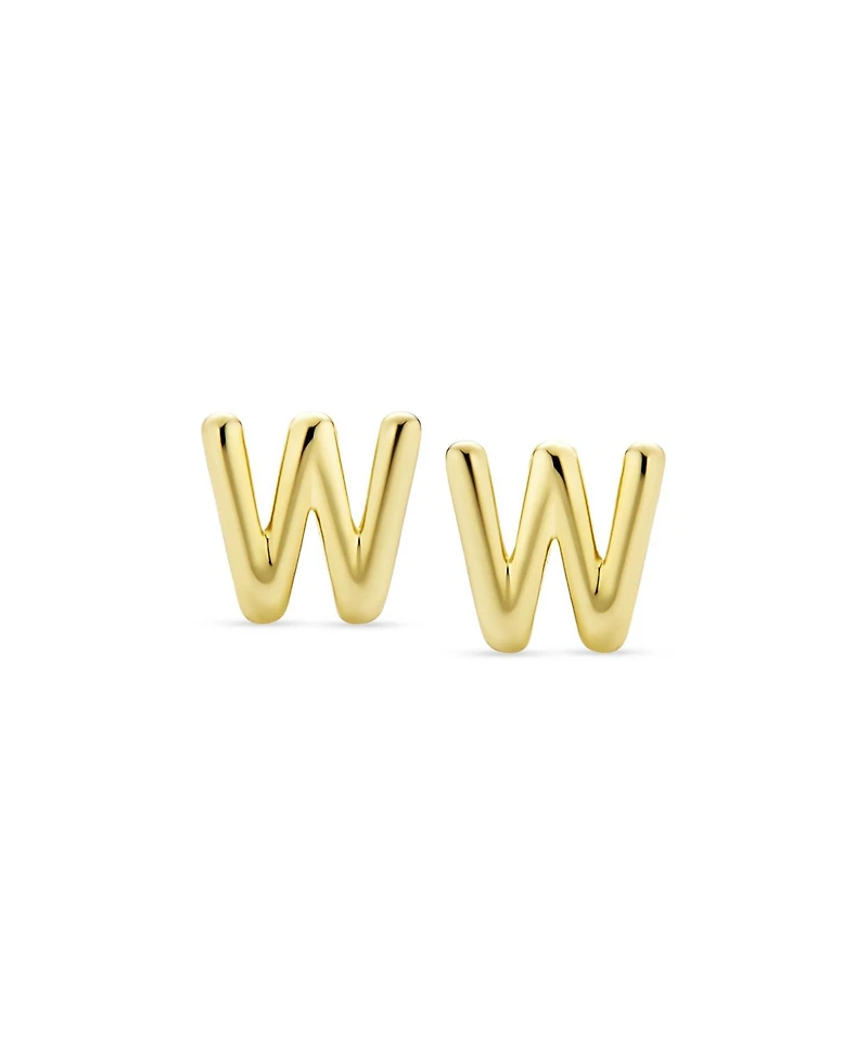 Bling Jewelry Abc Minimalist Yellow 14K Gold Capital Block Alphabet Letter Initial Stud Earrings Safety Ball Screwback Posts