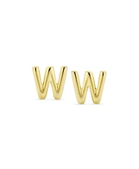 Bling Jewelry Abc Minimalist Yellow 14K Gold Capital Block Alphabet Letter Initial Stud Earrings Safety Ball Screwback Posts
