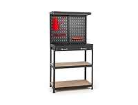 Tool Storage Workbench with Pegboard 14 Hanging Accessories for Garage