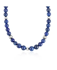 American West Jewelry Sterling Silver and Graduated Lapis Lazuli Gemstone Bead Necklace, 17 Inches