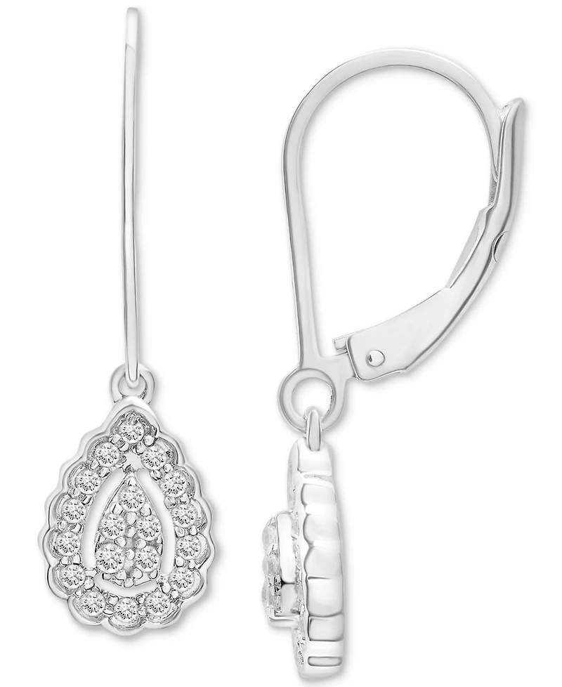Bonus Offer: Diamond Teardrop Halo Cluster Leverback Drop Earrings with any $25 purchase! (Orig. $250 Value) Available in Bag with qualifying purchase