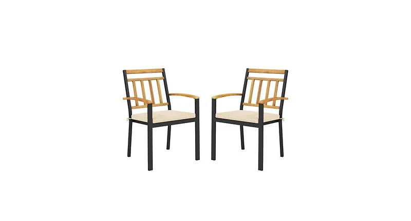 Slickblue Set of 2 Patio Dining Chairs with Removable Padded Cushions-18 Inches