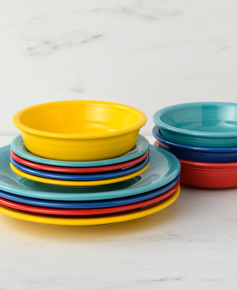 Fiesta Vibrant Classic Rim 12 Pc. Dinnerware Set, Service For 4