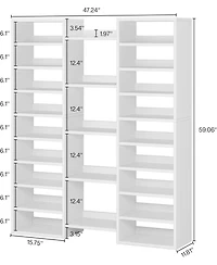 Tribesigns 14-Tier Shoe Rack, Freestanding Shoe Shelf, White Wooden Shoe Storage Cabinet with 22 Open Cubbies, 46 Pairs Wide Entryway Shoe Organizer