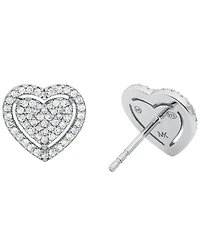 Michael Kors Sterling Silver Pave Heart Stud Earrings