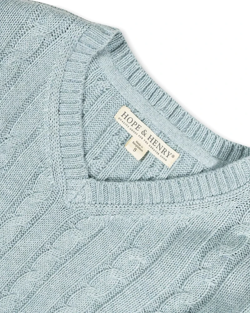 Hope & Henry Baby Boys Long Sleeve Fine Gauge Cable V-Neck Sweater