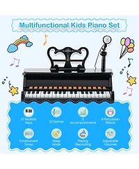 Slickblue 37 Keys Music Piano with Microphone Kids Keyboard Detachable Stand