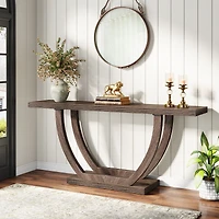 Tribesigns Console Table for Entryway: 63 Inches Farmhouse Wood Entry Foyer Entrance, Narrow Long Sofa Behind Couch with Metal Legs