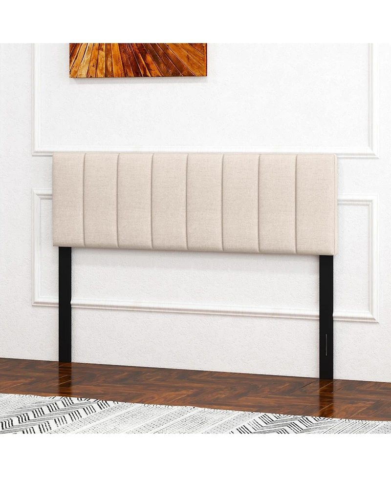 Slickblue Linen Upholstered Headboard with Solid Wood Legs and Adjustable Width